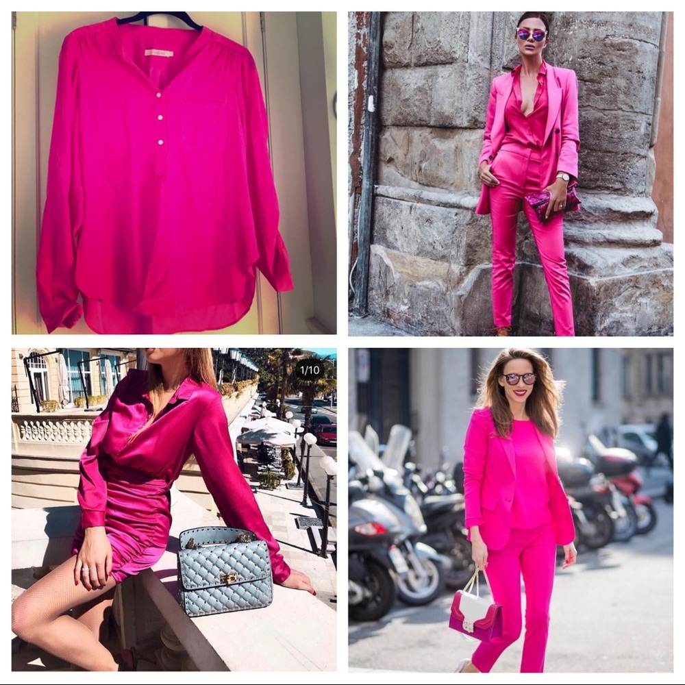 Alex and Trixie fuchsia silk blouse